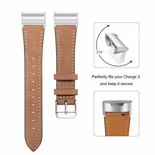 FocusFit – Fitbit Charge 3/ 3 SE Compatible Leather Band – Tan