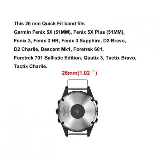 FocusFit Garmin Fenix 5X/5X Plus/6X/3/3 HR Replacement Stainless Steel Strap